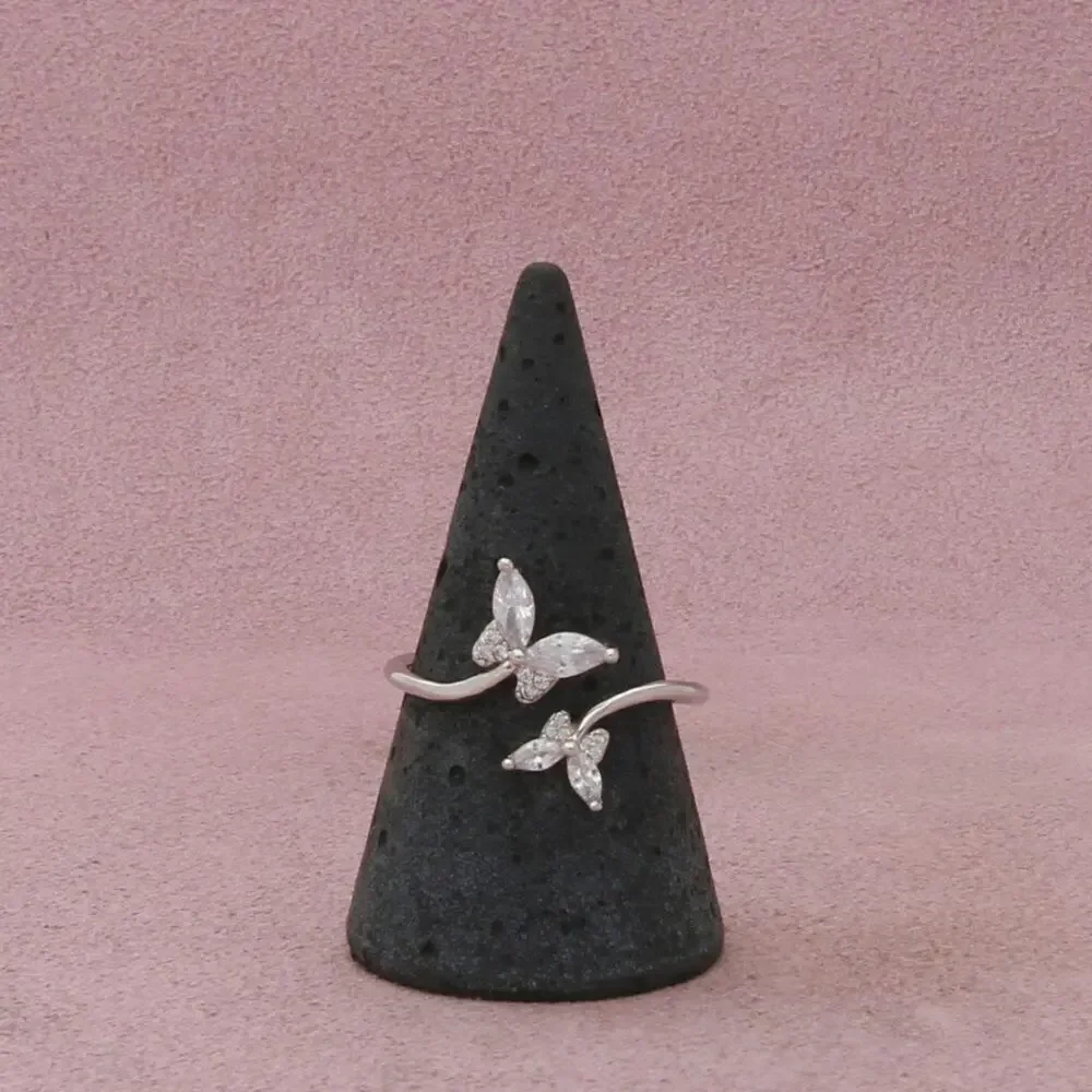 sterling silver dainty cz butterfly bypass ring size 10